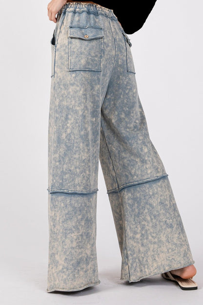 Mineral Washed Terry Wide Leg Pants