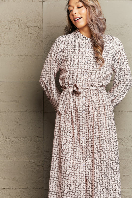 Tie Waist Long Sleeve Dress