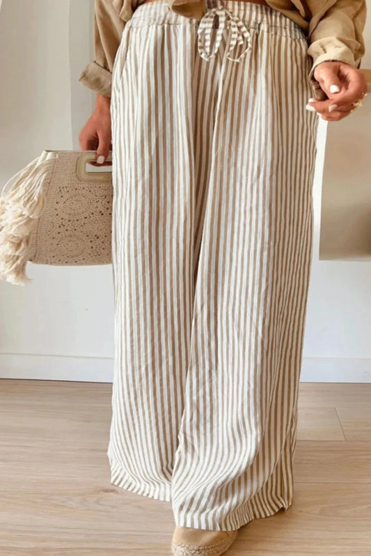 Plus Size Striped Wide Leg Pants