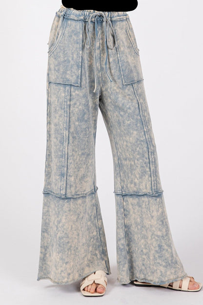 Mineral Washed Terry Wide Leg Pants