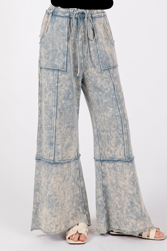 Mineral Washed Terry Wide Leg Pants