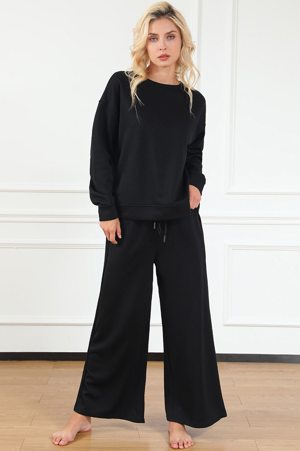 Long Sleeve Top and Drawstring Pants Set