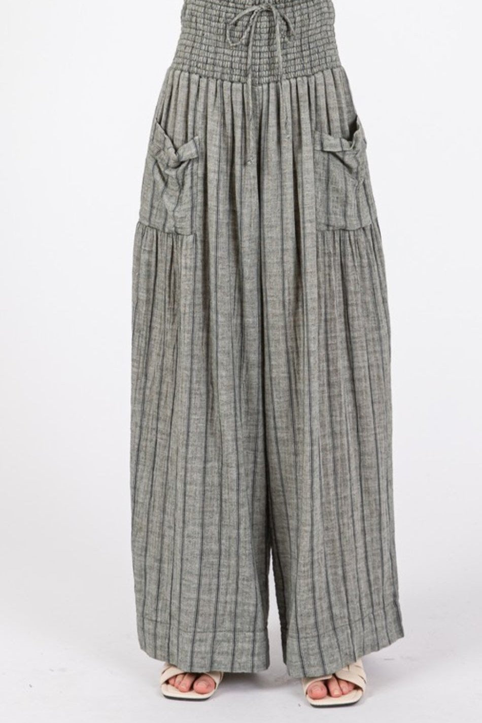 Cotton Gauze Wash Stripe Pants