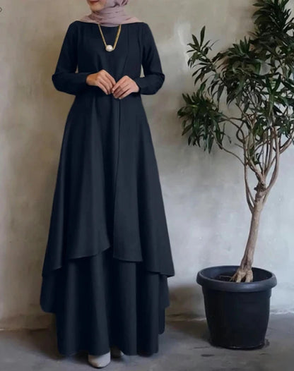 Kaftan Maxi Dress - Long Sleeve Irregular Hem Loose Abaya