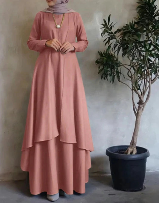 Kaftan Maxi Dress - Long Sleeve Irregular Hem Loose Abaya