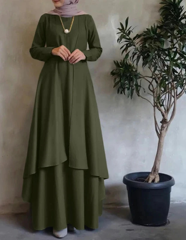 Kaftan Maxi Dress - Long Sleeve Irregular Hem Loose Abaya