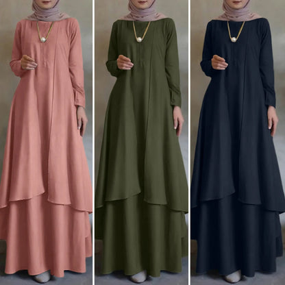 Kaftan Maxi Dress - Long Sleeve Irregular Hem Loose Abaya