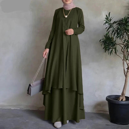 Kaftan Maxi Dress - Long Sleeve Irregular Hem Loose Abaya