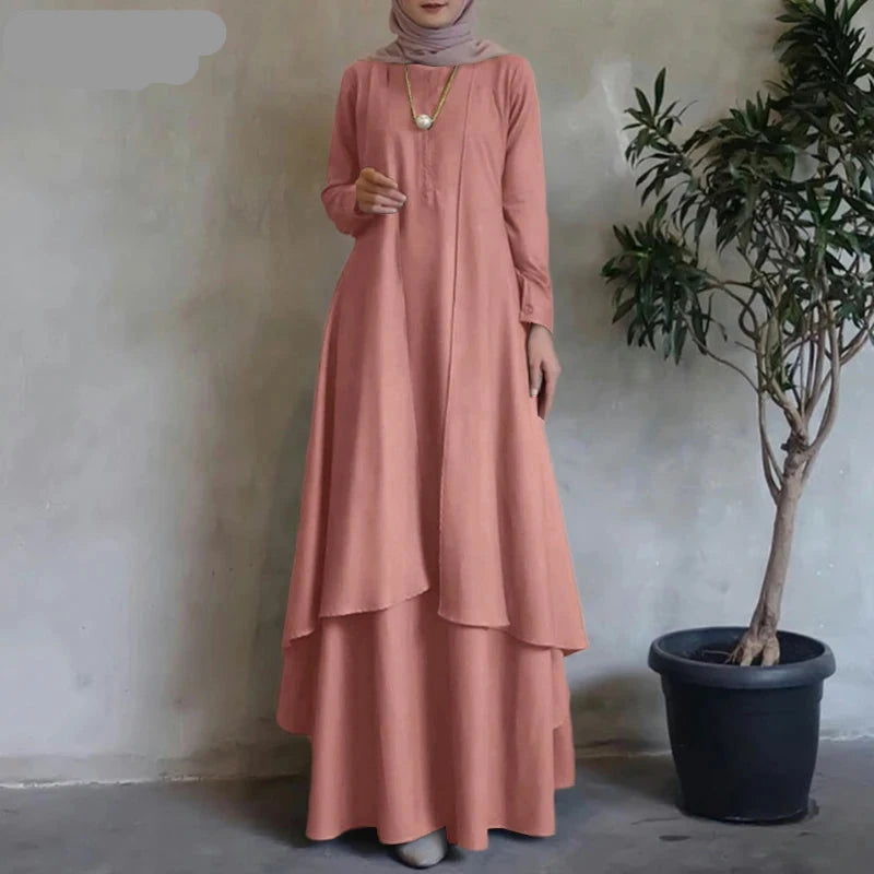 Kaftan Maxi Dress - Long Sleeve Irregular Hem Loose Abaya