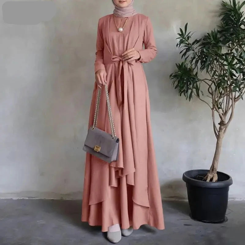 Kaftan Maxi Dress - Long Sleeve Irregular Hem Loose Abaya