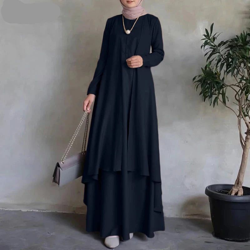 Kaftan Maxi Dress - Long Sleeve Irregular Hem Loose Abaya