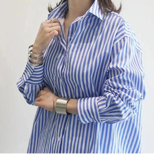 Button-Up Women's Striped Shirt