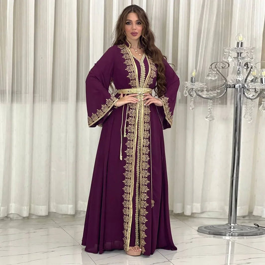 Luxury Chiffon Ribbon Abaya Set