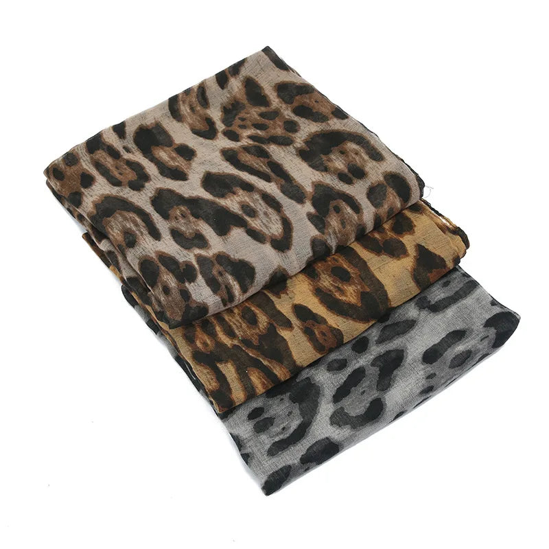 Sunscreen Voile Thin Leopard Print Hijab