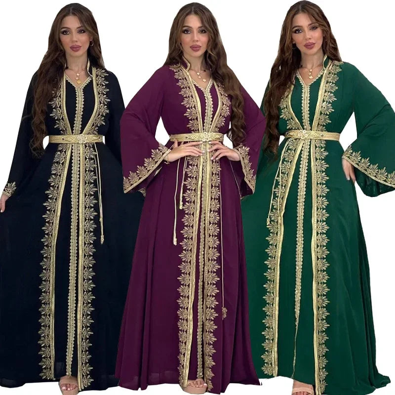 Luxury Chiffon Ribbon Abaya Set