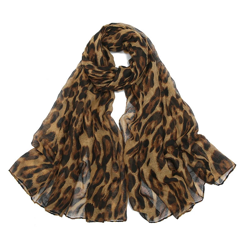 Sunscreen Voile Thin Leopard Print Hijab