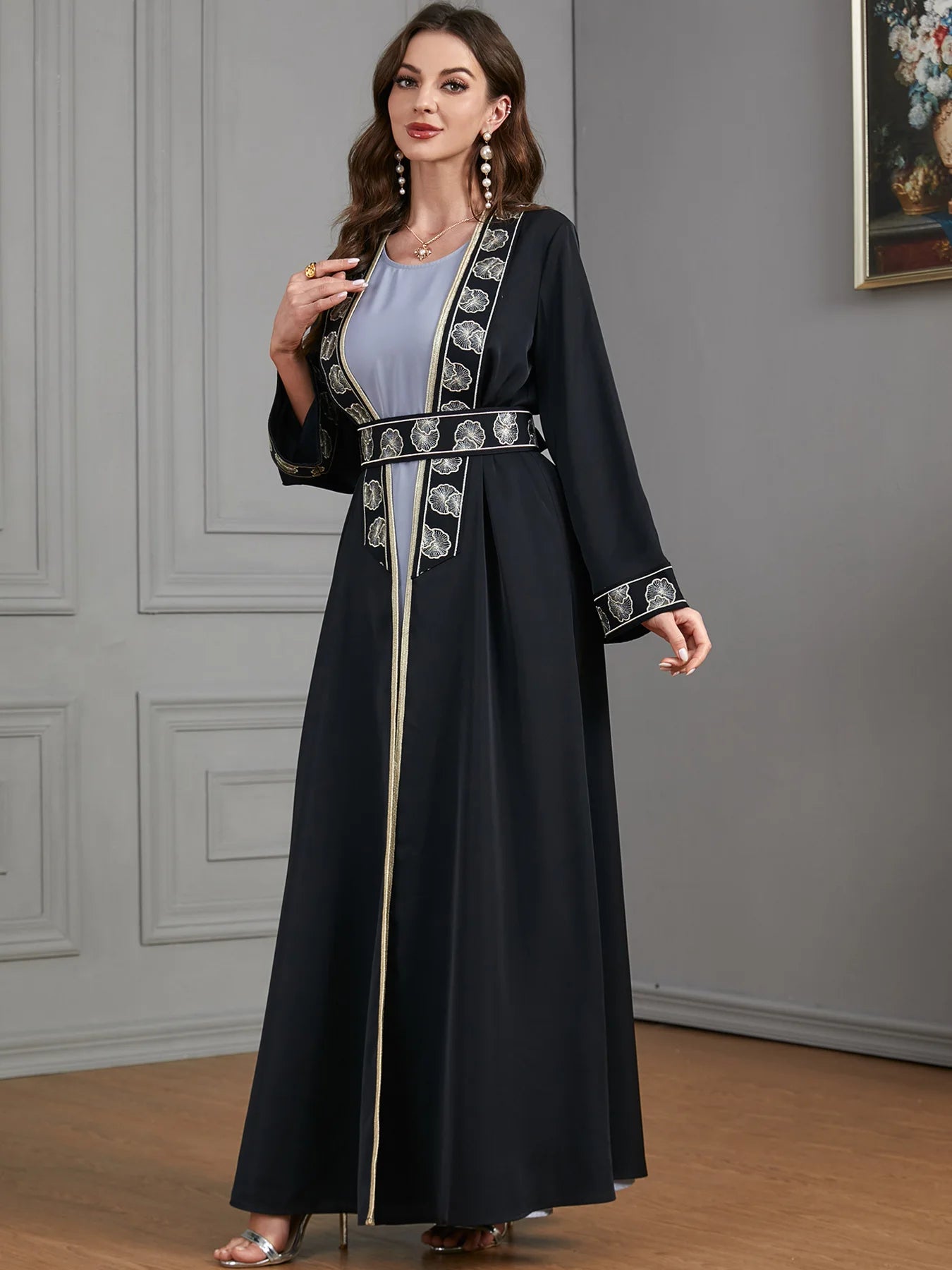 Embroidered Jalabiya 2-Piece Abaya Set