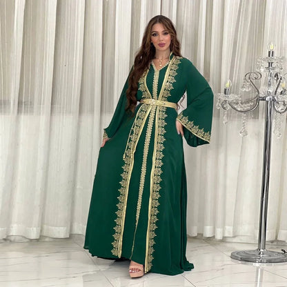 Luxury Chiffon Ribbon Abaya Set