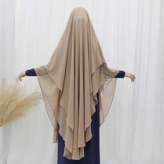 Chiffon Long Khimar-  Double Layers Front and Back