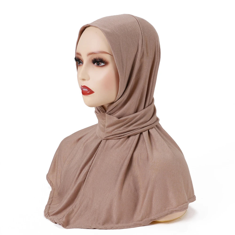 Modal Jersey Button Instant Hijab Cap