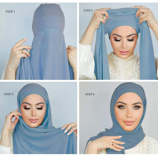 Instant Chiffon Hijab with Cap