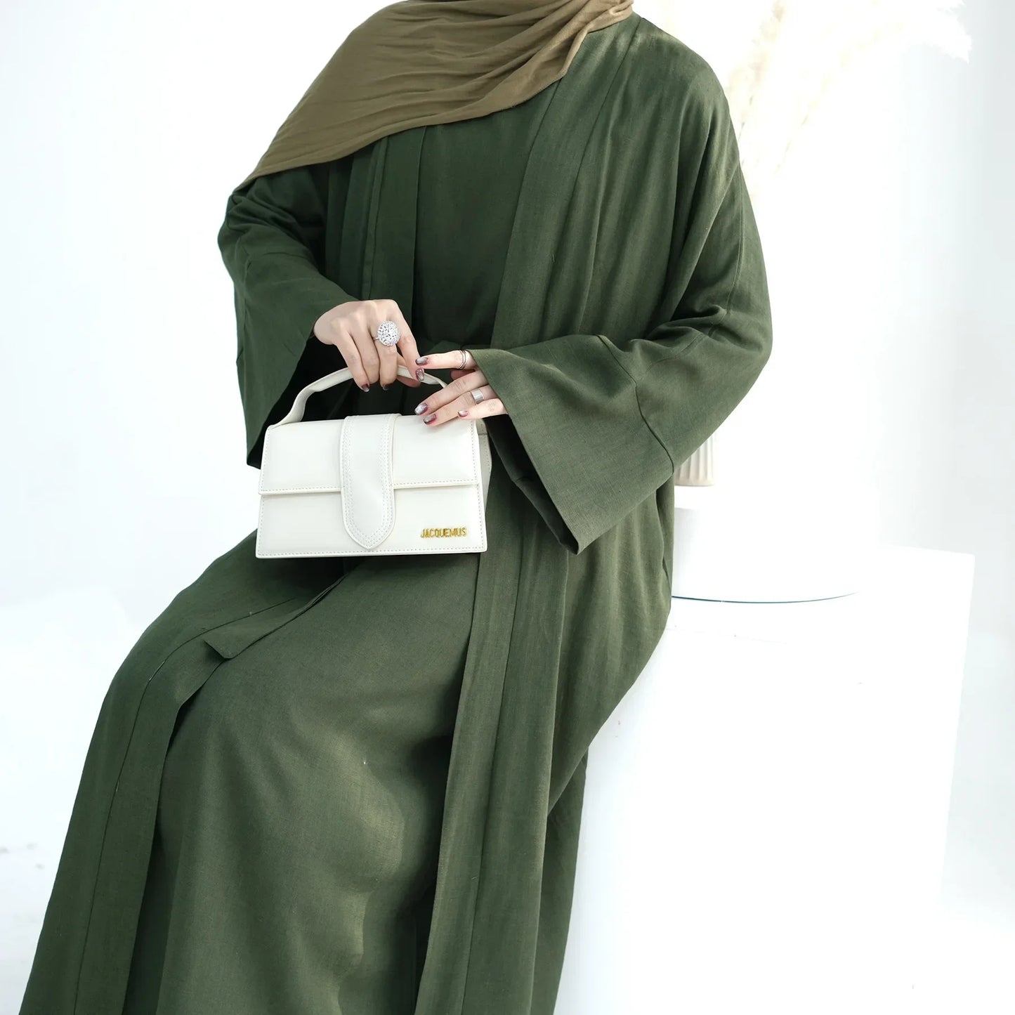 Cotton Linen 2-Piece Abaya & Maxi Dress Set